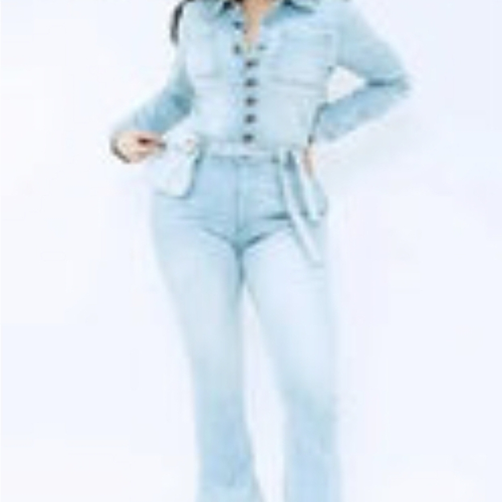 Women's Light Blue Denim Jumpsuit